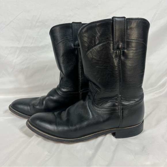 Justin Black Cowboy Boots Sz 11D - Picture 4 of 8